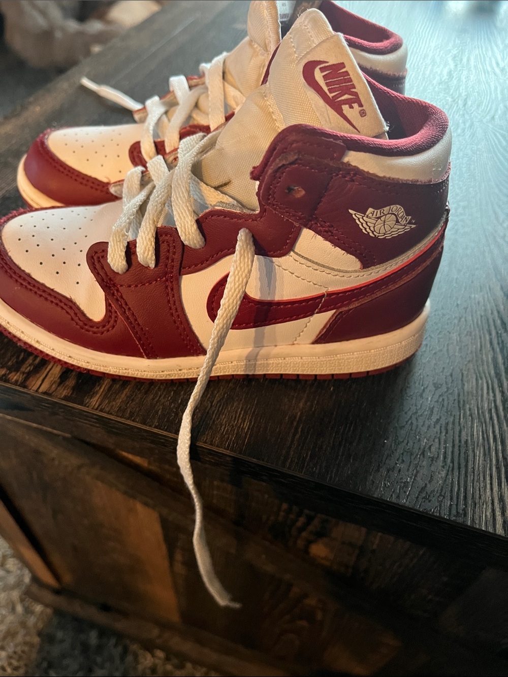 Nike Kids Maroon and White High-Top Sneakers - Picture 3 of 5